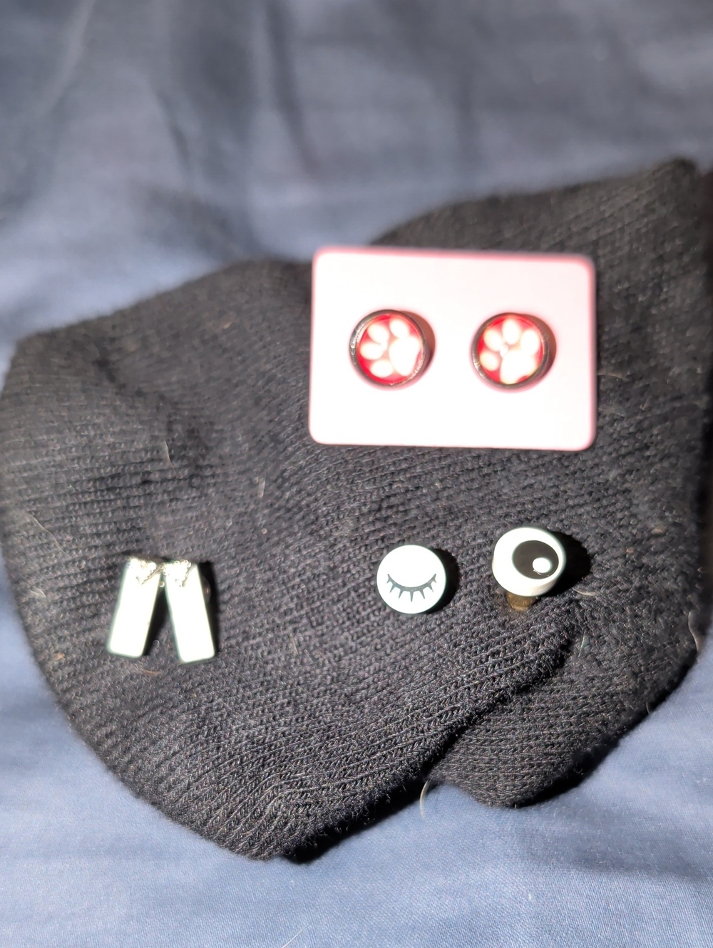 Stud Earring Bundle β Dog Paw, White Crystal And Logo Eyes